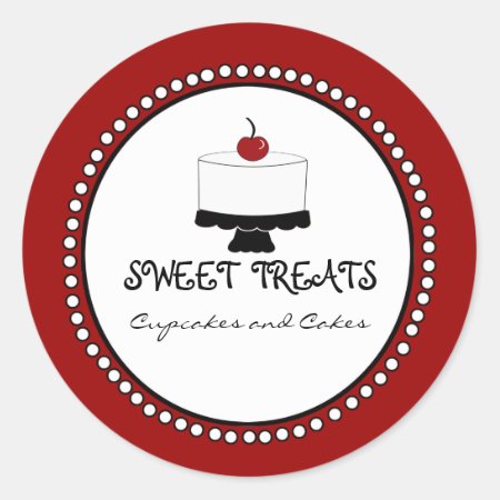 Red Black White Bakery Business Stickers