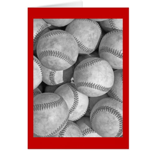 Red Black  White Baseball Greeting Card