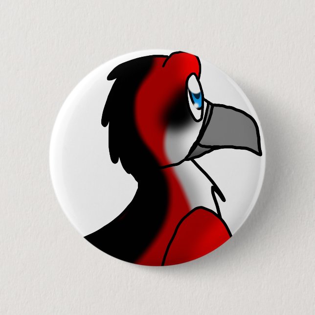 Red/Black/White Bird Hybrid Pinback Button (Front)