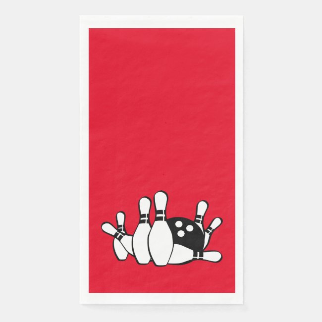 Red Black White Bowling Set of Paper Guest Towels