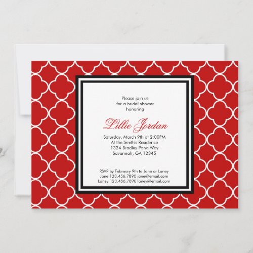 Red, Black &amp; White Bridal Shower Invitation