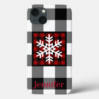 Red, Black, White Buffalo Plaid, Snowflake Case-Ma iPhone 13 Case