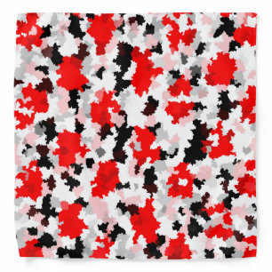 Red Black White Camo Abstract Design  Bandana