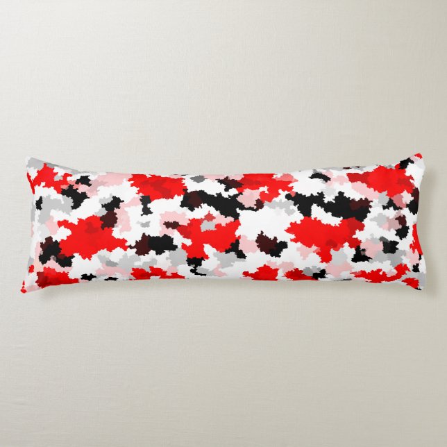 Red Black White Camo Abstract Design  Body Pillow (Front)
