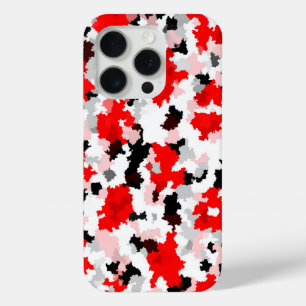 Red Black White Camo Abstract Design iPhone 15 Pro Case