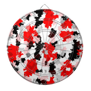 Red Black White Camo Abstract Design  Dart Board