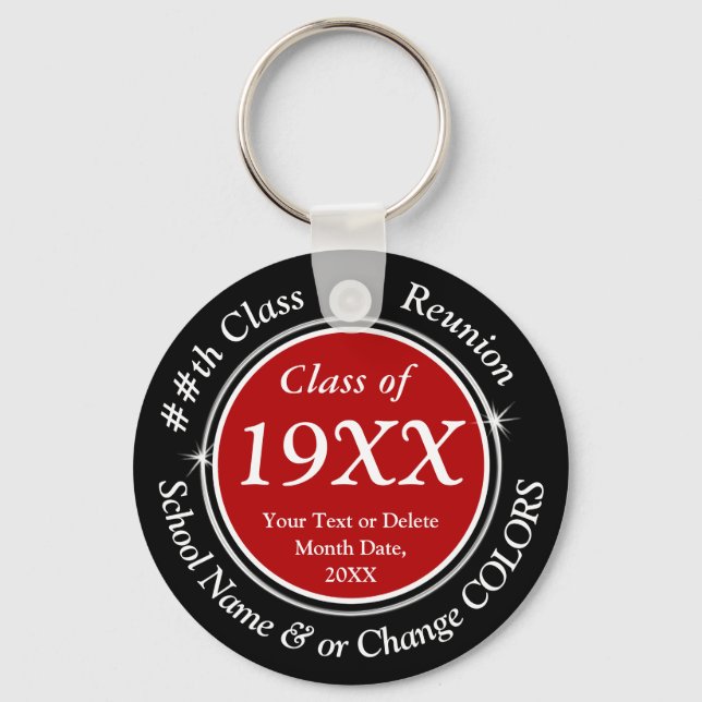 Red, Black, White, CHEAP Class Reunion Gifts Keychain (Front)