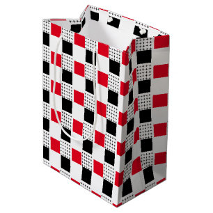 red black & white Checkerboard classic decorative Medium Gift Bag
