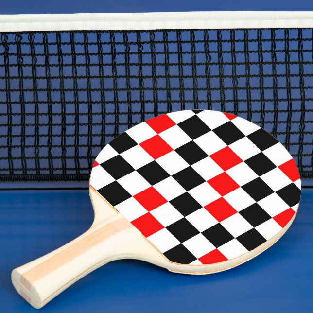 Red Black White Checkered Pattern Design  Ping Pong Paddle (Insitu)