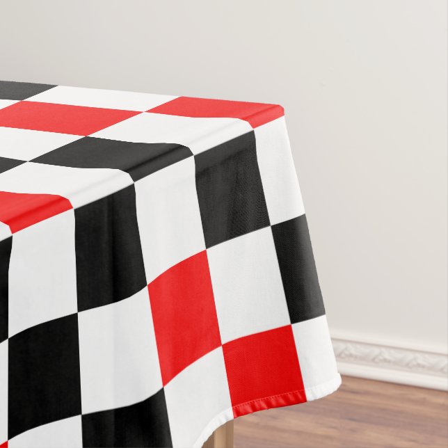 Red Black White Checkered Pattern Design  Tablecloth (In Situ)
