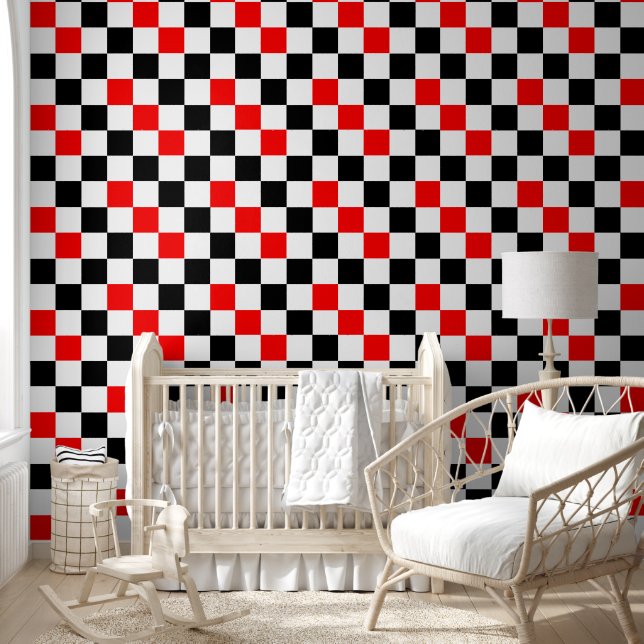 Red Black White Checkered Pattern Design  Wallpaper (Kids)