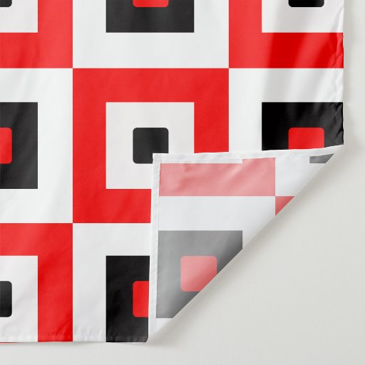 Red Black White Checkered Squares Pattern Design Fabric