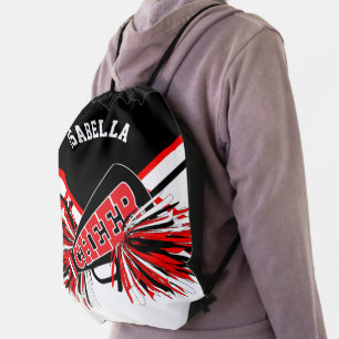 Red, Black & White Cheerleader Drawstring Bag