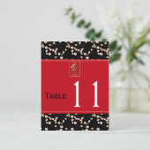 Red, Black, White Cherry Blossoms Table Number (Standing Front)