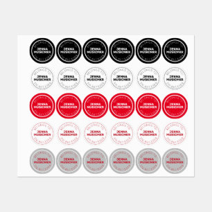 Red Black White Circle Adhesive / Waterproof Label