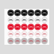 Red Black White Circle Adhesive / Waterproof Label