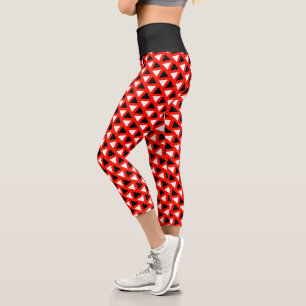 Red Black White Colorful High Waisted Capris