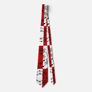 Red, Black & White Concentric Circles Neck Tie