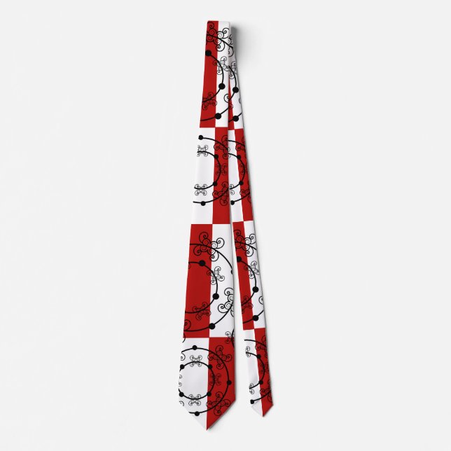 Red, Black & White | Concentric Circles Neck Tie (Front)