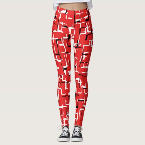 Red Black White Cute Cool Pattern Leggings