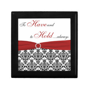 Red, Black, White Damask Anniversary Trinket Box