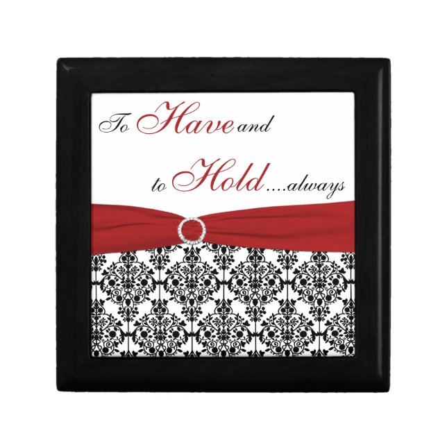 Red, Black, White Damask Anniversary Trinket Box (Front)