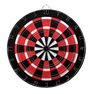 Red Black & White Dartboard With Darts