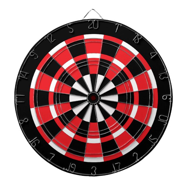 Red Black & White Dartboard With Darts (Front)