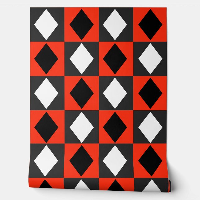  Red Black White Diamond Rhombus  Wallpaper (Unrolling)