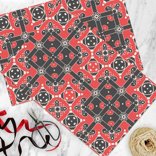 Red Black White Elegant Classy Modern Folk Ethnic Tissue Paper