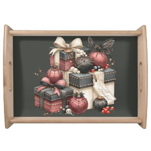 RED BLACK WHITE FINE HALLOWEEN CANDIES SERVING TRAY