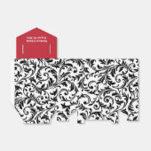 Red Black White Floral Damask Wedding Favor Box (Unfolded)