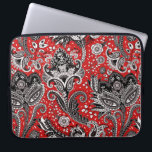 Red Black & White Floral Paisley Bohemian Boho Laptop Sleeve<br><div class="desc">Custom design</div>