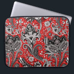 Red Black & White Floral Paisley Bohemian Boho Laptop Sleeve<br><div class="desc">Custom design</div>