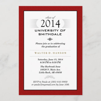 Red Black & White Formal Graduation Party Invite