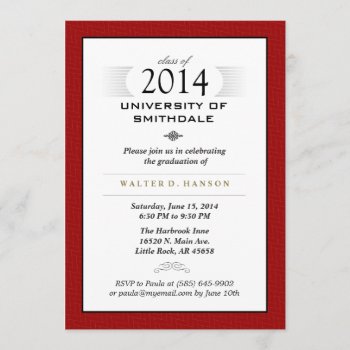 Red Black & White Formal Graduation Party Invite by juliea2010 at Zazzle