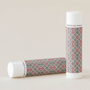Red Black White Geometric Folk Pattern Lip Balm
