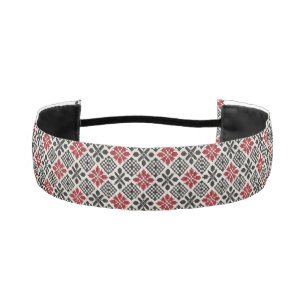 Red Black White Geometric Keffiyeh Folk Pattern Athletic Headband