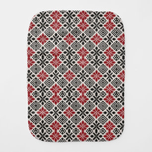 Red Black White Geometric Keffiyeh Folk Pattern Baby Burp Cloth