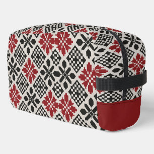 Red Black White Geometric Keffiyeh Folk Pattern Dopp Kit