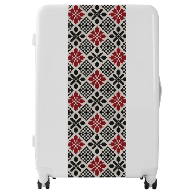 Red Black White Geometric Keffiyeh Folk Pattern Luggage (Front)
