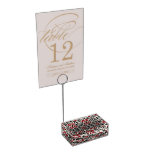Red Black White Geometric Keffiyeh Folk Pattern Place Card Holder
