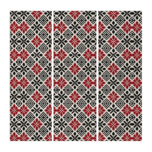 Red Black White Geometric Keffiyeh Folk Pattern Triptych