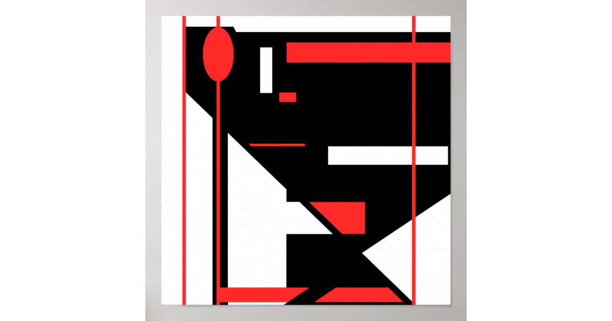 Red Black White Geometric MCM-like Design Poster | Zazzle