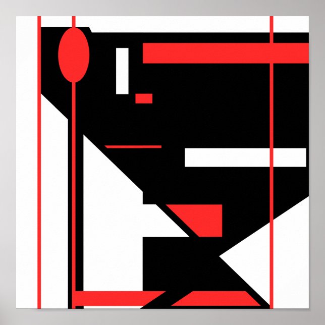 Red Black White Geometric MCM-like Design Poster (Front)