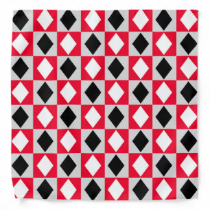 Red Black White Geometric Rhombus Diamond Bandana