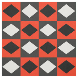 Red Black White Geometric Rhombus Diamond Fabric