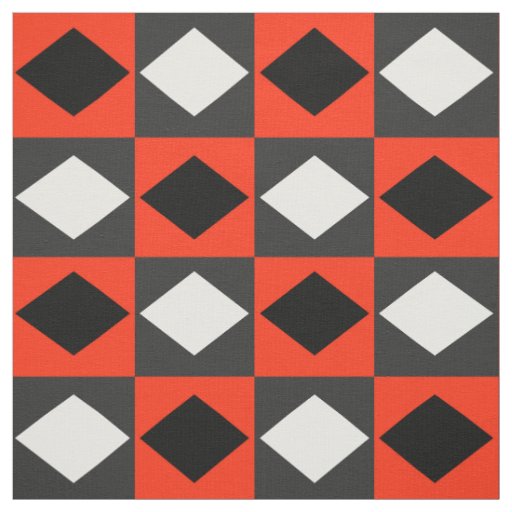 Red Black White Geometric Rhombus Diamond Fabric
