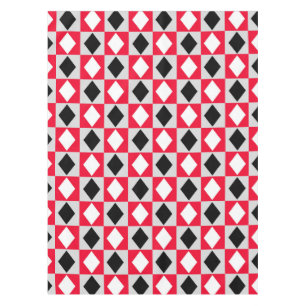 Red Black White Geometric Rhombus Diamond Tablecloth