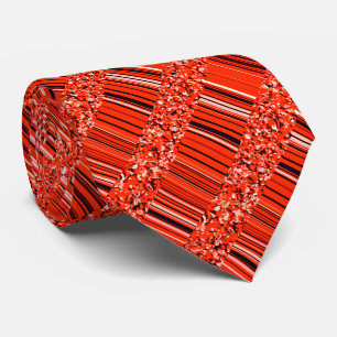 Red Black White Glitter and Stripes Fleece Blanket Neck Tie